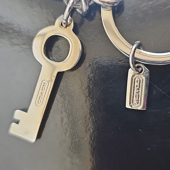 Coach Silver Heart and Key Charm Keychain EUC - Picture 3 of 5